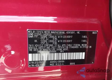 2023 Toyota Rav4 Hybrid Le z USA, uszkodzony, nr VIN 4T3LWRFV5PU098886